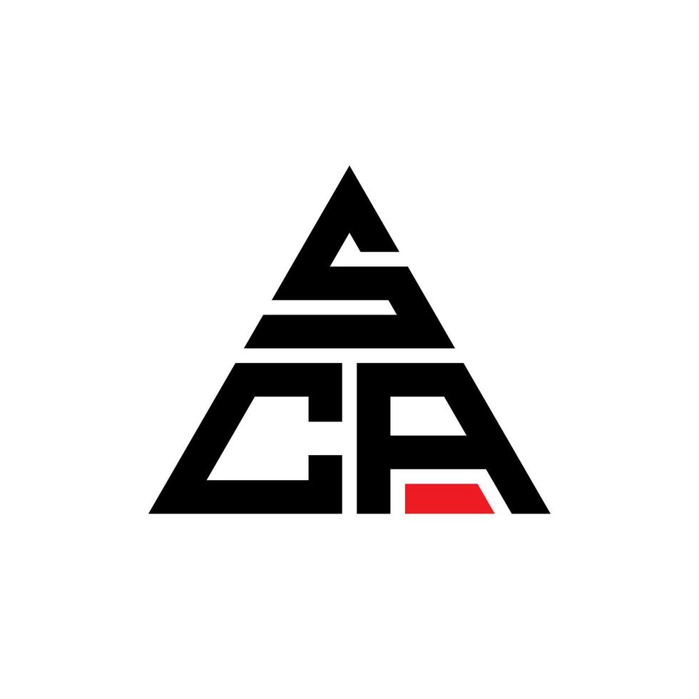 diseño de logotipo de letra de triángulo sca con forma de triángulo. monograma de diseño del logotipo del triángulo sca. plantilla de logotipo de vector de triángulo sca con color rojo. logo triangular sca logo simple, elegante y lujoso.