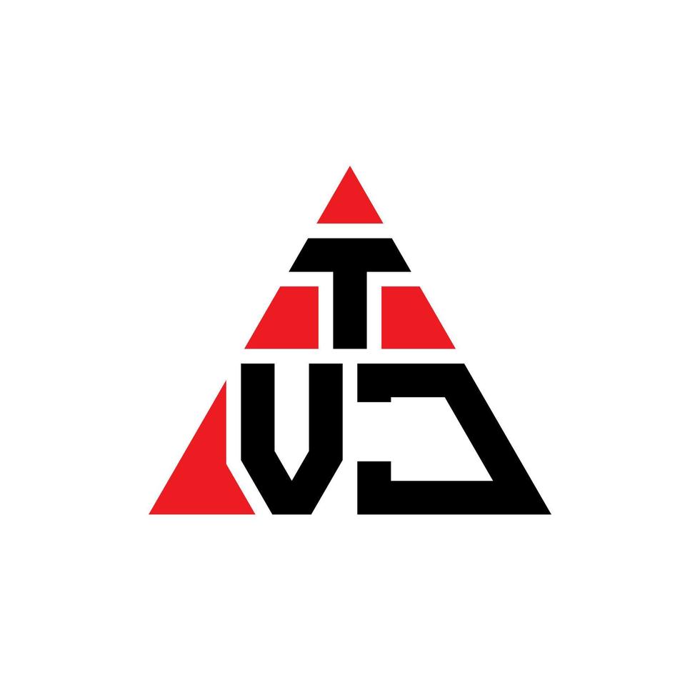 diseño de logotipo de letra triangular tvj con forma de triángulo. monograma de diseño del logotipo del triángulo tvj. plantilla de logotipo de vector de triángulo tvj con color rojo. logo triangular tvj logo simple, elegante y lujoso.
