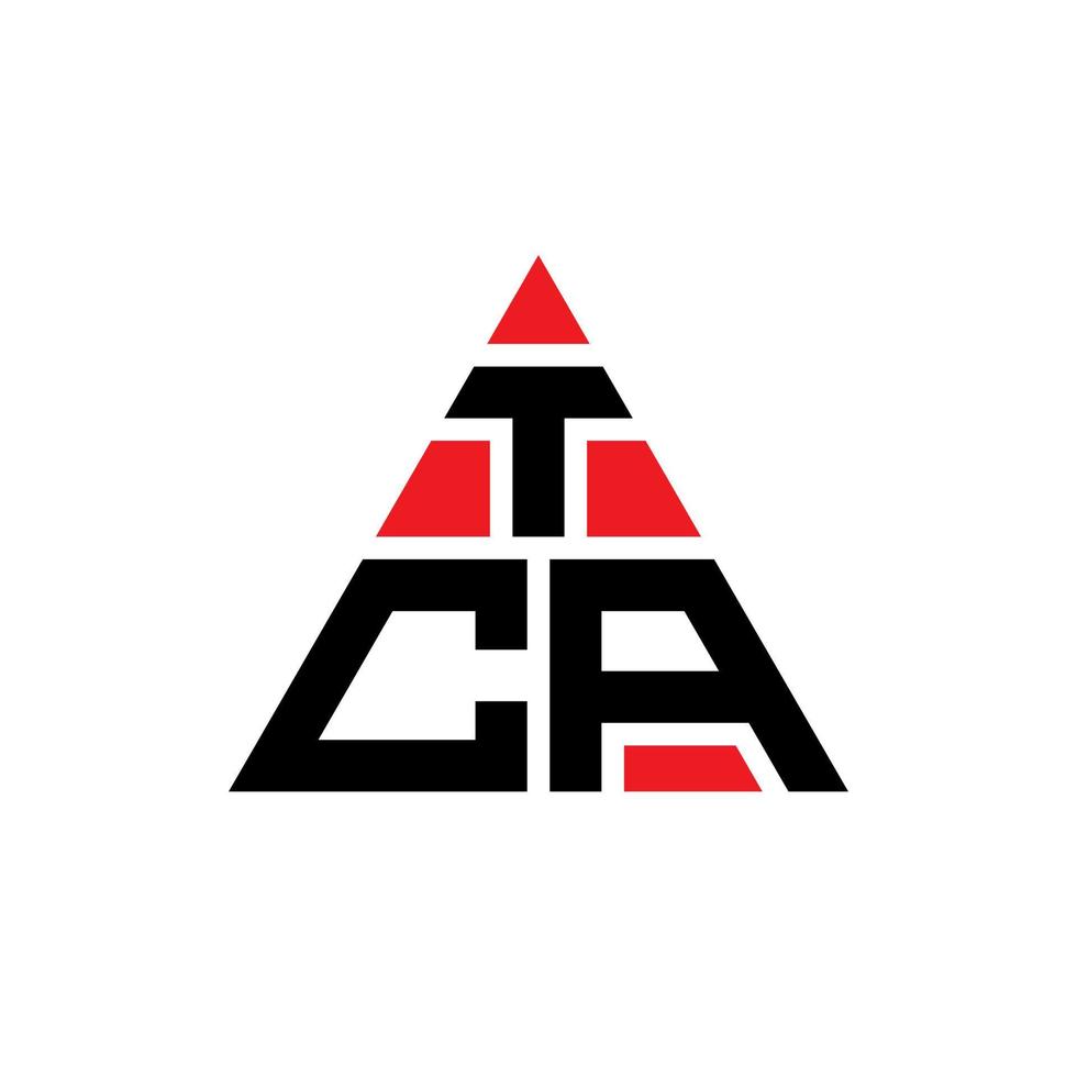 diseño de logotipo de letra triangular tca con forma de triángulo. monograma de diseño de logotipo de triángulo tca. plantilla de logotipo de vector de triángulo tca con color rojo. logotipo triangular tca logotipo simple, elegante y lujoso.