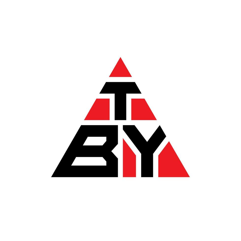 tby diseño de logotipo de letra triangular con forma de triángulo. monograma de diseño de logotipo de triángulo tby. plantilla de logotipo de vector de triángulo tby con color rojo. tby logo triangular logo simple, elegante y lujoso.