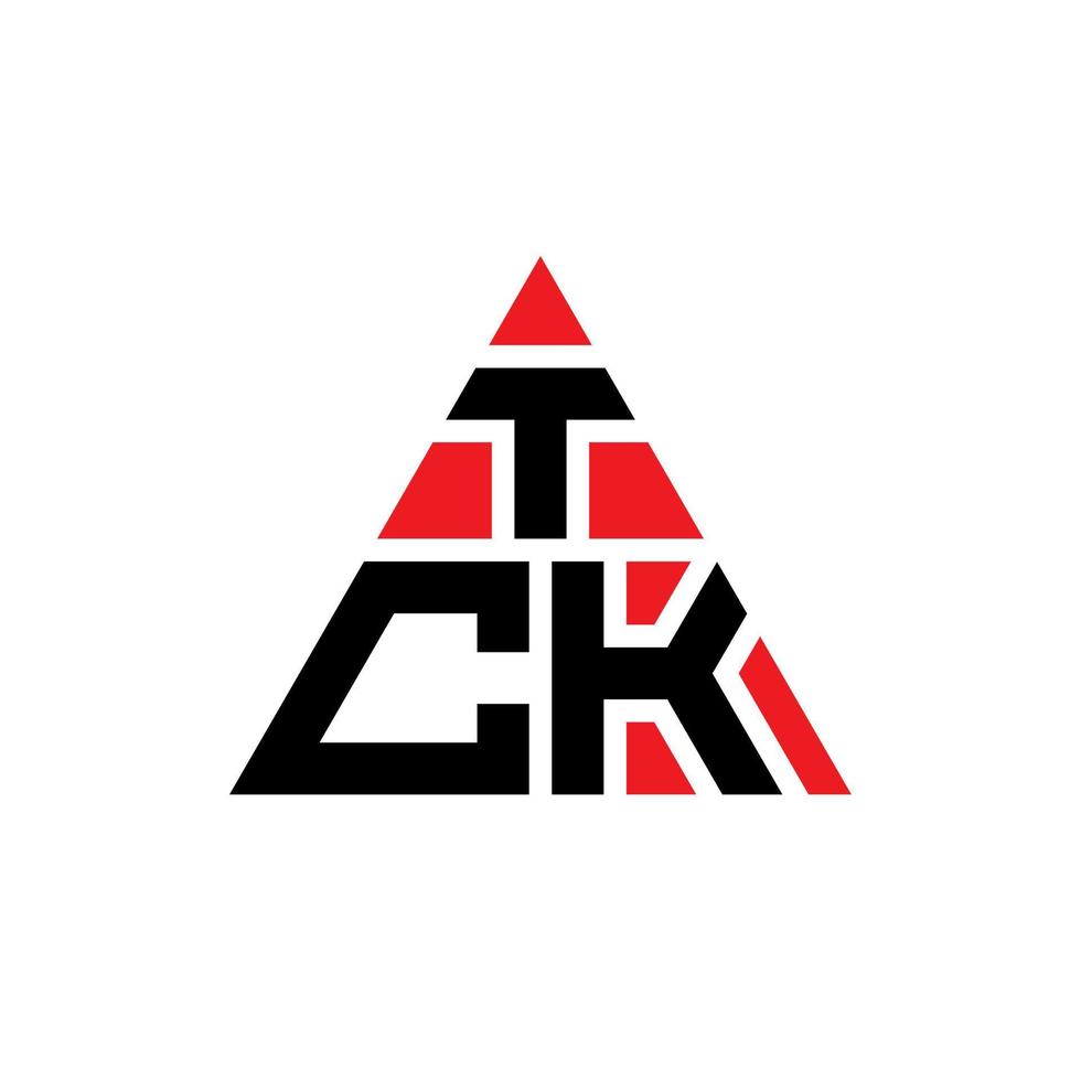 TCK triangle letter logo design with triangle shape. TCK triangle logo design monogram. TCK triangle vector logo template with red color. TCK triangular logo Simple, Elegant, and Luxurious Logo.