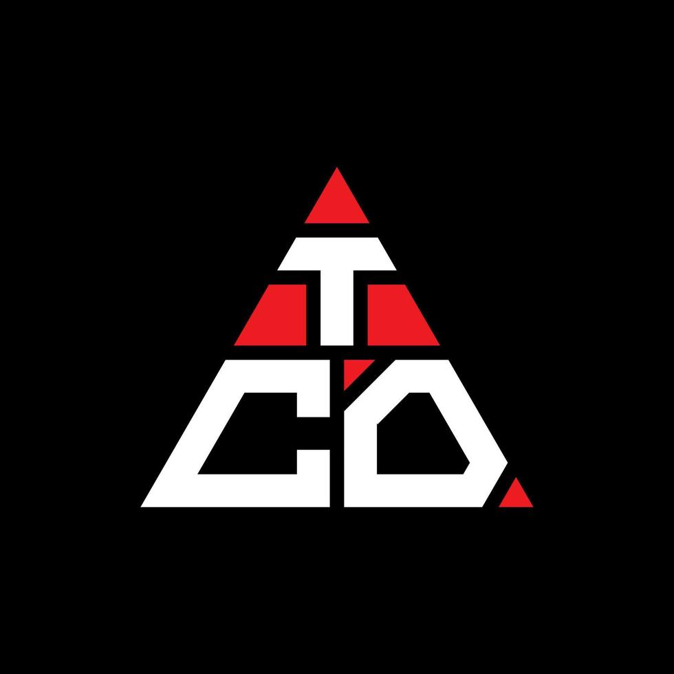 diseño de logotipo de letra triangular tco con forma de triángulo. monograma de diseño de logotipo de triángulo tco. plantilla de logotipo de vector de triángulo tco con color rojo. logotipo triangular tco logotipo simple, elegante y lujoso.