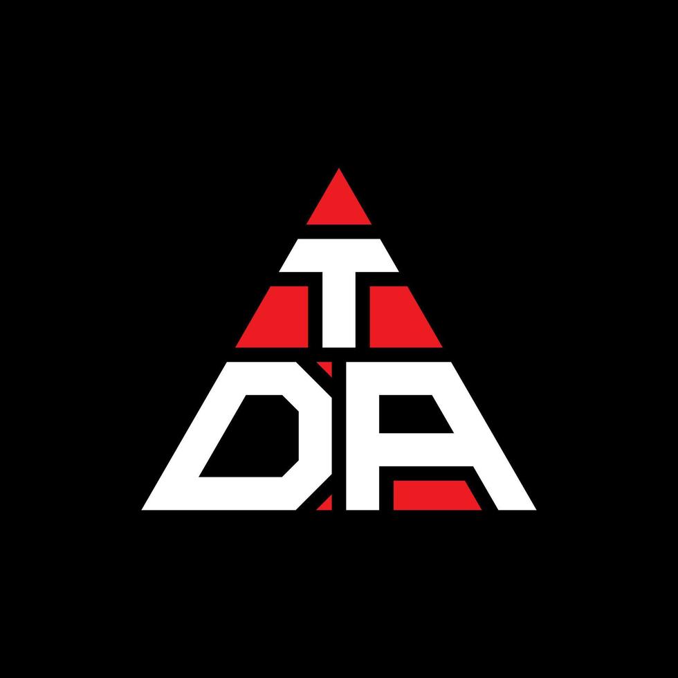 TDA triangle letter logo design with triangle shape. TDA triangle logo design monogram. TDA triangle vector logo template with red color. TDA triangular logo Simple, Elegant, and Luxurious Logo.