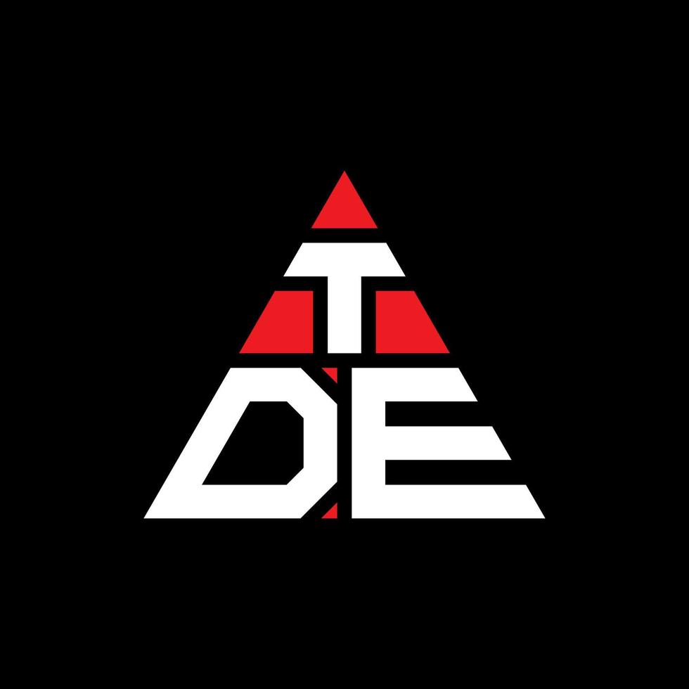 TDE triangle letter logo design with triangle shape. TDE triangle logo design monogram. TDE triangle vector logo template with red color. TDE triangular logo Simple, Elegant, and Luxurious Logo.