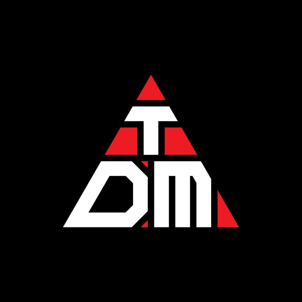 TDM triangle letter logo design with triangle shape. TDM triangle logo design monogram. TDM triangle vector logo template with red color. TDM triangular logo Simple, Elegant, and Luxurious Logo.