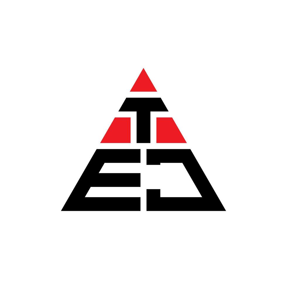 diseño de logotipo de letra de triángulo tej con forma de triángulo. monograma de diseño de logotipo de triángulo tej. plantilla de logotipo de vector de triángulo tej con color rojo. logotipo triangular tej logotipo simple, elegante y lujoso.