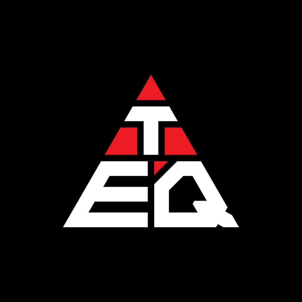 TEQ triangle letter logo design with triangle shape. TEQ triangle logo design monogram. TEQ triangle vector logo template with red color. TEQ triangular logo Simple, Elegant, and Luxurious Logo.