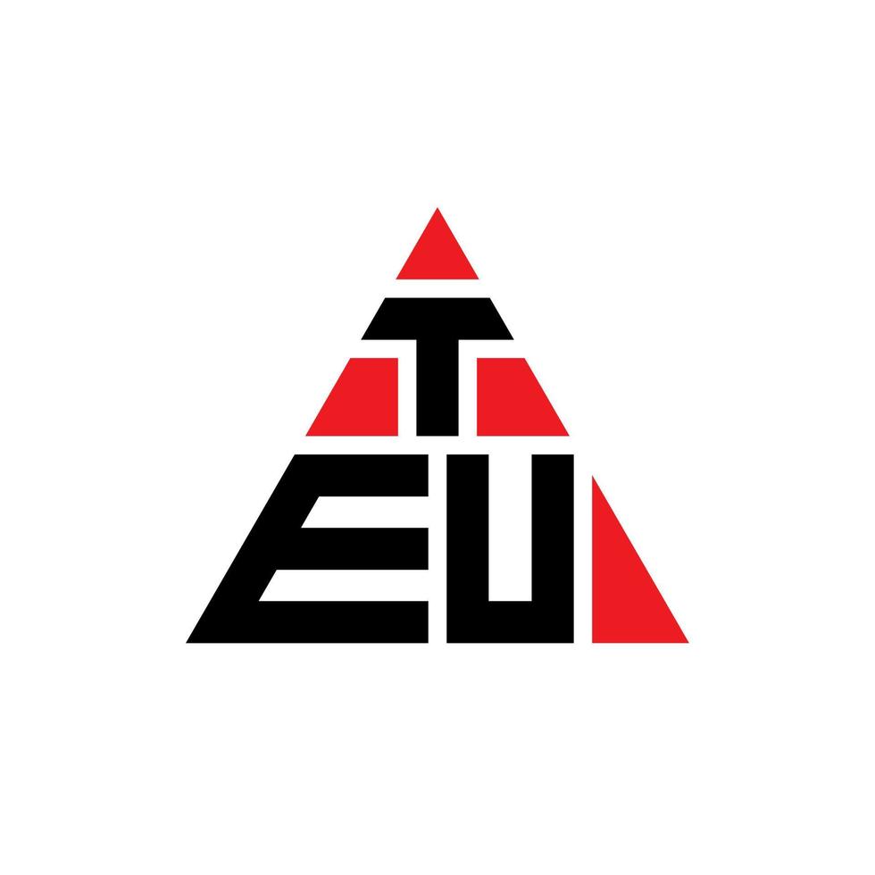 TEU triangle letter logo design with triangle shape. TEU triangle logo design monogram. TEU triangle vector logo template with red color. TEU triangular logo Simple, Elegant, and Luxurious Logo.