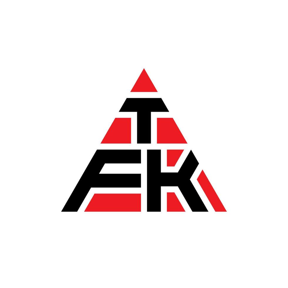 TFK triangle letter logo design with triangle shape. TFK triangle logo design monogram. TFK triangle vector logo template with red color. TFK triangular logo Simple, Elegant, and Luxurious Logo.