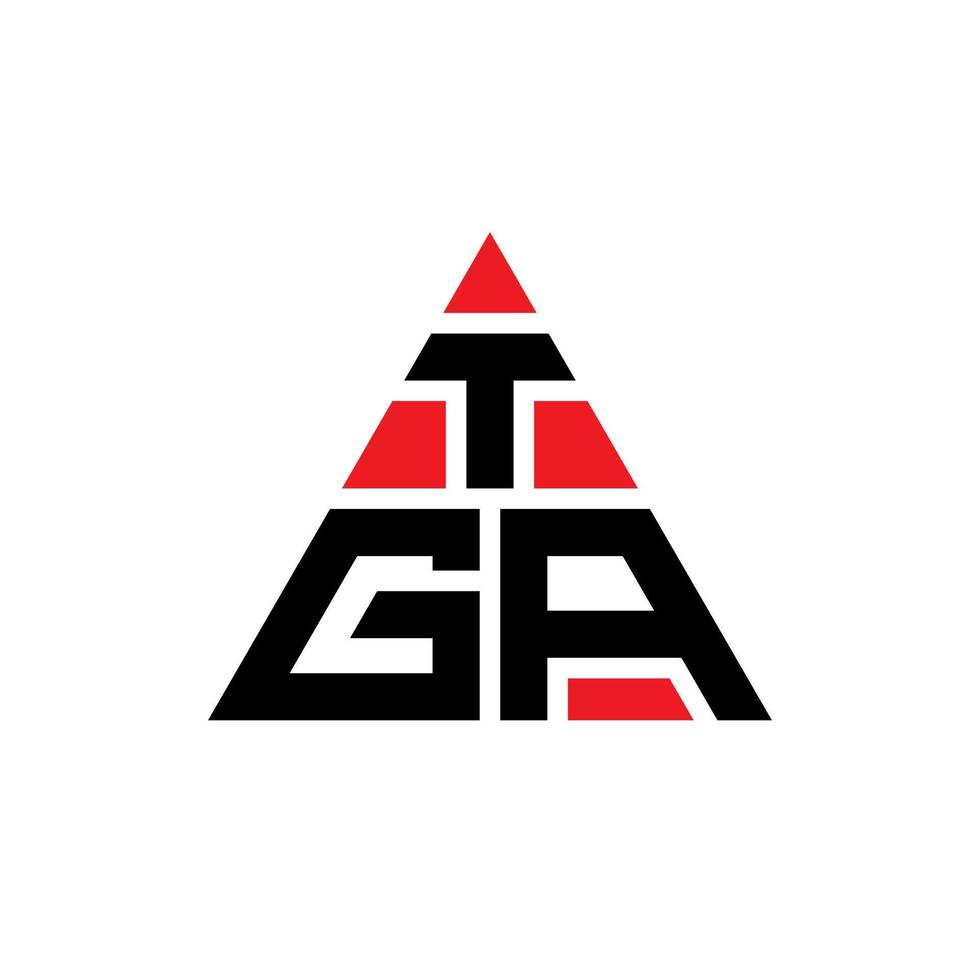 TGA triangle letter logo design with triangle shape. TGA triangle logo design monogram. TGA triangle vector logo template with red color. TGA triangular logo Simple, Elegant, and Luxurious Logo.