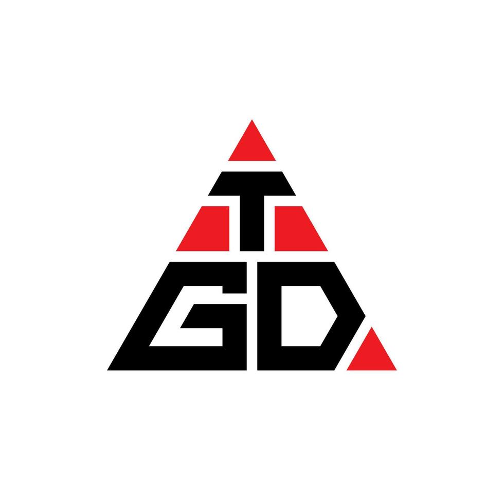 TGD triangle letter logo design with triangle shape. TGD triangle logo design monogram. TGD triangle vector logo template with red color. TGD triangular logo Simple, Elegant, and Luxurious Logo.