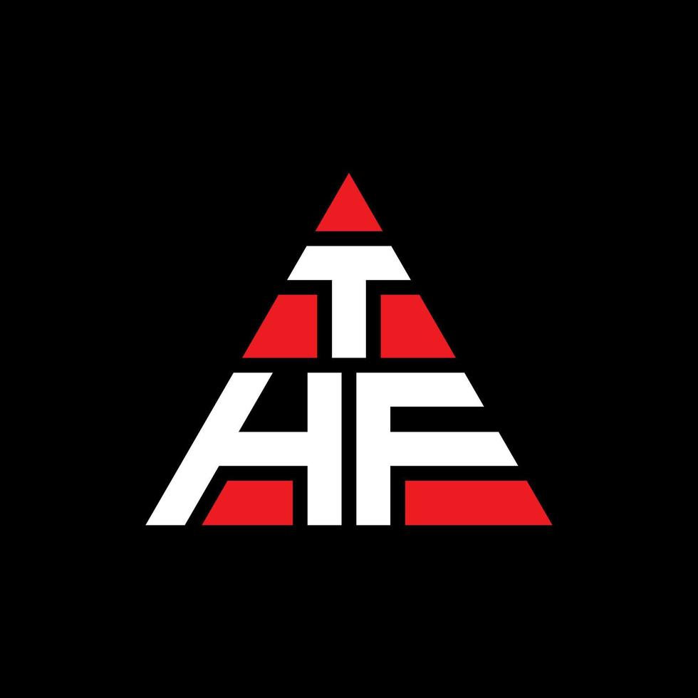 THF triangle letter logo design with triangle shape. THF triangle logo design monogram. THF triangle vector logo template with red color. THF triangular logo Simple, Elegant, and Luxurious Logo.