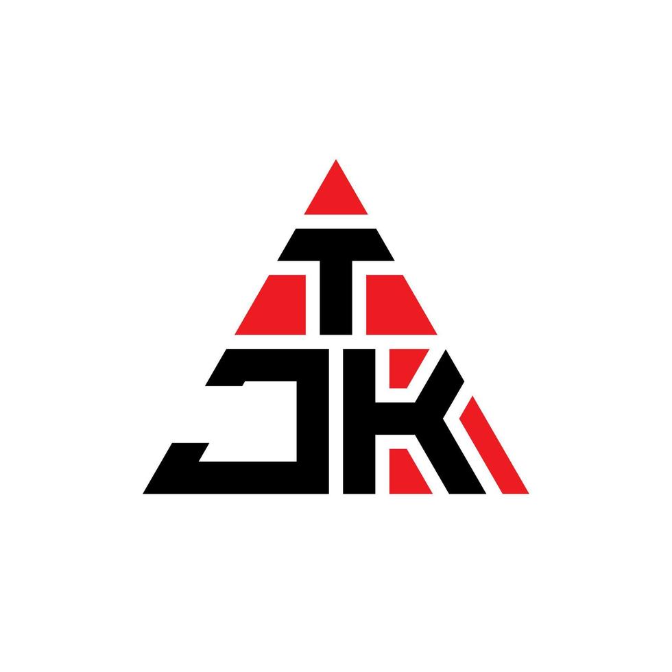 TJK triangle letter logo design with triangle shape. TJK triangle logo design monogram. TJK triangle vector logo template with red color. TJK triangular logo Simple, Elegant, and Luxurious Logo.