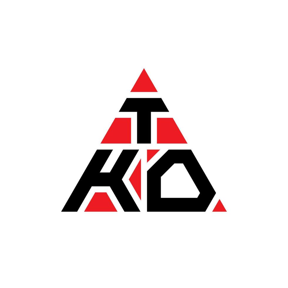 TKO triangle letter logo design with triangle shape. TKO triangle logo design monogram. TKO triangle vector logo template with red color. TKO triangular logo Simple, Elegant, and Luxurious Logo.