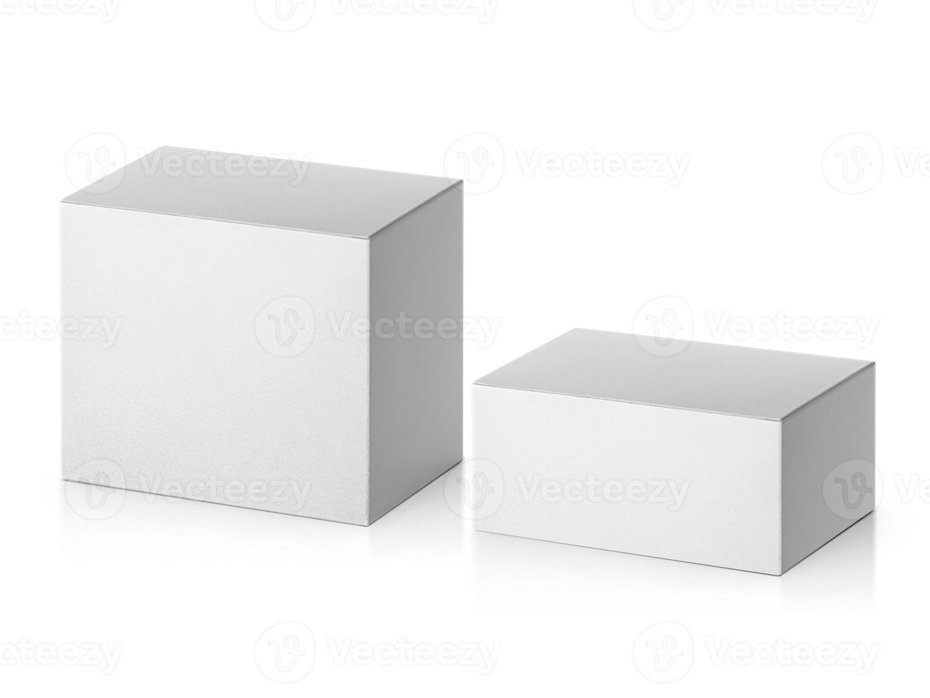 blank packaging white cardboard box isolated on white background ready for packaging design photo