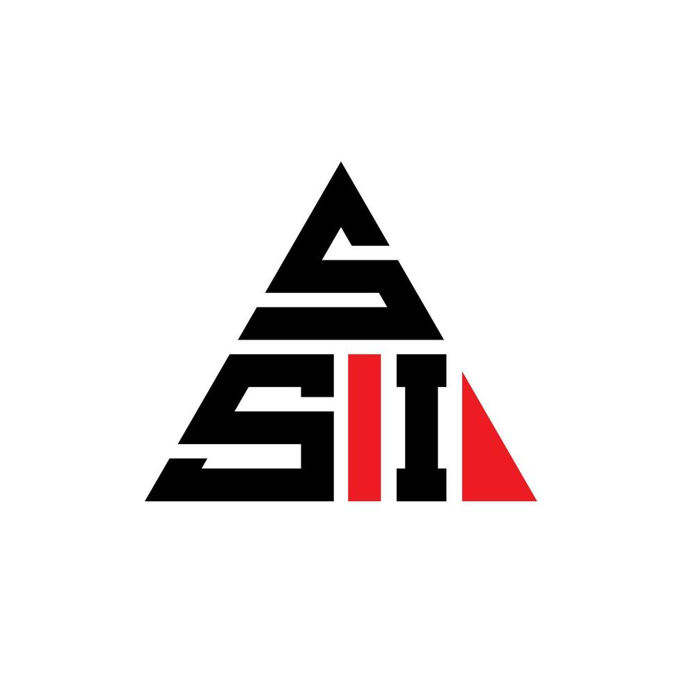 SSI triangle letter logo design with triangle shape. SSI triangle logo design monogram. SSI triangle vector logo template with red color. SSI triangular logo Simple, Elegant, and Luxurious Logo.