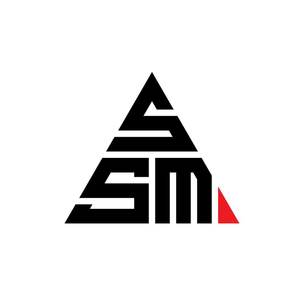 SSM triangle letter logo design with triangle shape. SSM triangle logo design monogram. SSM triangle vector logo template with red color. SSM triangular logo Simple, Elegant, and Luxurious Logo.
