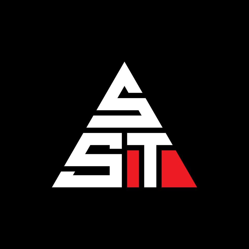 diseño de logotipo de letra de triángulo sst con forma de triángulo. monograma de diseño de logotipo de triángulo sst. plantilla de logotipo de vector de triángulo sst con color rojo. logotipo triangular sst logotipo simple, elegante y lujoso.