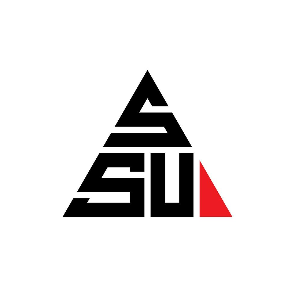 SSU triangle letter logo design with triangle shape. SSU triangle logo design monogram. SSU triangle vector logo template with red color. SSU triangular logo Simple, Elegant, and Luxurious Logo.