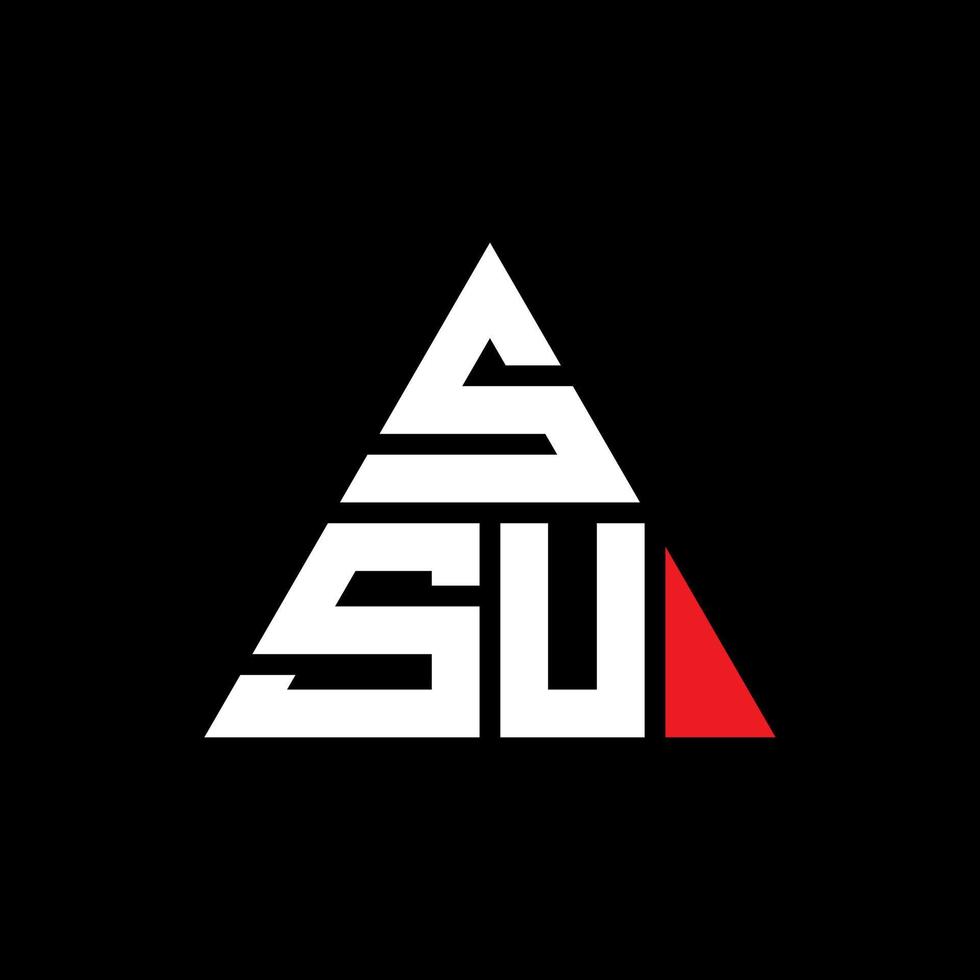 SSU triangle letter logo design with triangle shape. SSU triangle logo design monogram. SSU triangle vector logo template with red color. SSU triangular logo Simple, Elegant, and Luxurious Logo.
