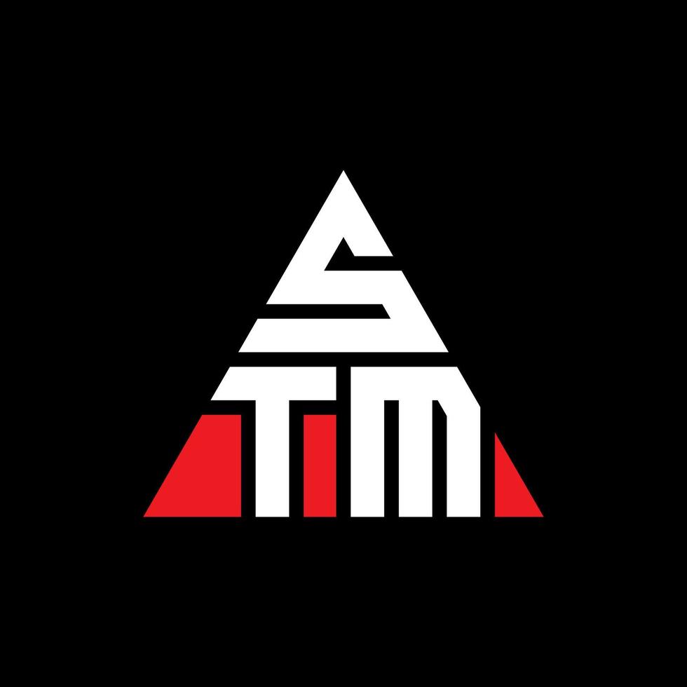 STM triangle letter logo design with triangle shape. STM triangle logo design monogram. STM triangle vector logo template with red color. STM triangular logo Simple, Elegant, and Luxurious Logo.