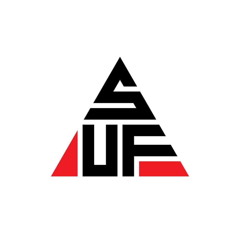 diseño de logotipo de letra triangular suf con forma de triángulo. monograma de diseño del logotipo del triángulo suf. plantilla de logotipo de vector de triángulo suf con color rojo. logo triangular suf logo simple, elegante y lujoso.