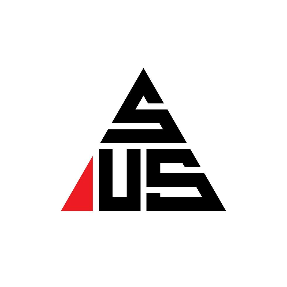 SUS triangle letter logo design with triangle shape. SUS triangle logo design monogram. SUS triangle vector logo template with red color. SUS triangular logo Simple, Elegant, and Luxurious Logo.