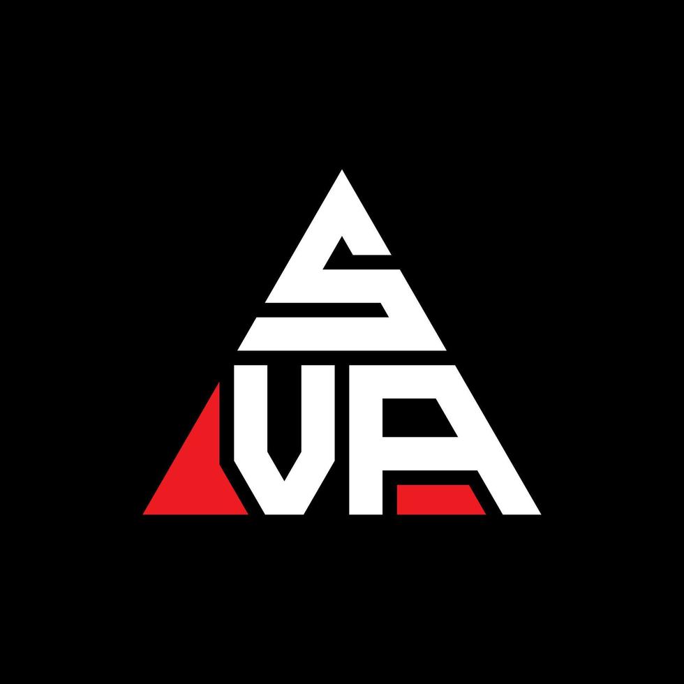 SVA triangle letter logo design with triangle shape. SVA triangle logo design monogram. SVA triangle vector logo template with red color. SVA triangular logo Simple, Elegant, and Luxurious Logo.