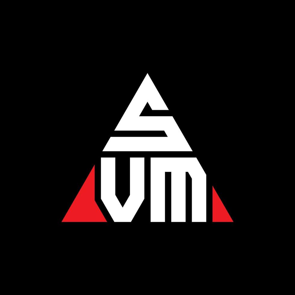 diseño de logotipo de letra triangular svm con forma de triángulo. monograma de diseño del logotipo del triángulo svm. plantilla de logotipo de vector de triángulo svm con color rojo. logotipo triangular svm logotipo simple, elegante y lujoso.