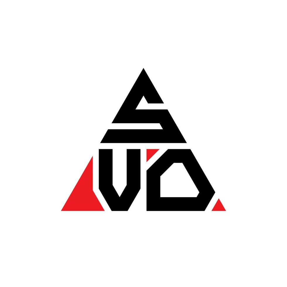 diseño de logotipo de letra triangular svo con forma de triángulo. monograma de diseño de logotipo de triángulo svo. plantilla de logotipo de vector de triángulo svo con color rojo. logotipo triangular svo logotipo simple, elegante y lujoso.