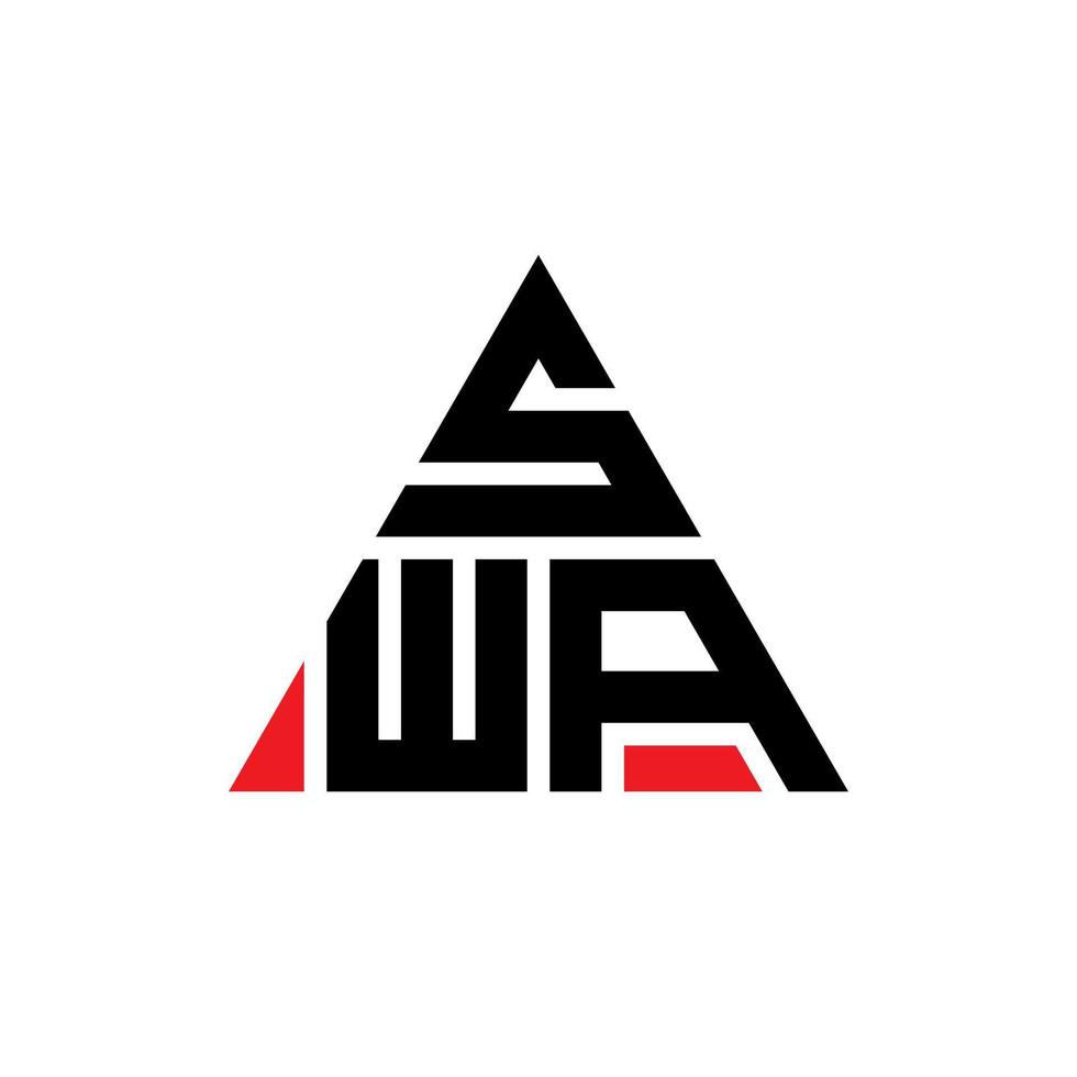 diseño de logotipo de letra triangular swa con forma de triángulo. monograma de diseño del logotipo del triángulo swa. plantilla de logotipo de vector de triángulo swa con color rojo. logo triangular swa logo simple, elegante y lujoso.