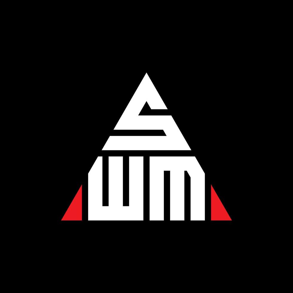 diseño de logotipo de letra triangular swm con forma de triángulo. monograma de diseño de logotipo de triángulo swm. plantilla de logotipo de vector de triángulo swm con color rojo. logotipo triangular swm logotipo simple, elegante y lujoso.