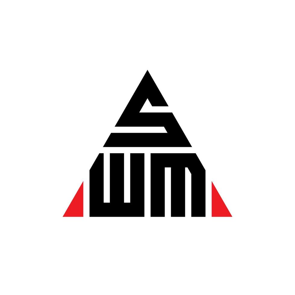 diseño de logotipo de letra triangular swm con forma de triángulo. monograma de diseño de logotipo de triángulo swm. plantilla de logotipo de vector de triángulo swm con color rojo. logo triangular swm logo simple, elegante y lujoso.