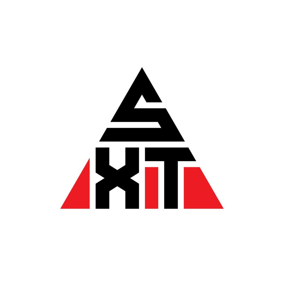 SXT triangle letter logo design with triangle shape. SXT triangle logo design monogram. SXT triangle vector logo template with red color. SXT triangular logo Simple, Elegant, and Luxurious Logo.