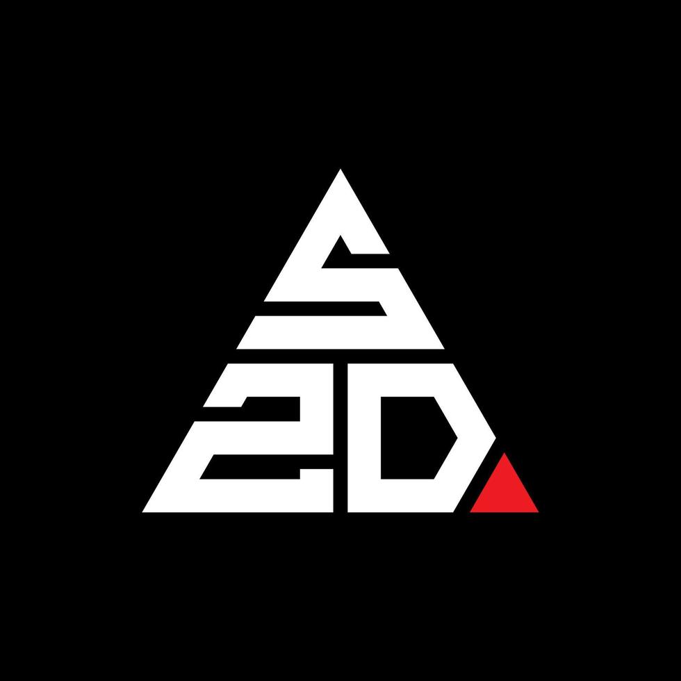 SZD triangle letter logo design with triangle shape. SZD triangle logo design monogram. SZD triangle vector logo template with red color. SZD triangular logo Simple, Elegant, and Luxurious Logo.