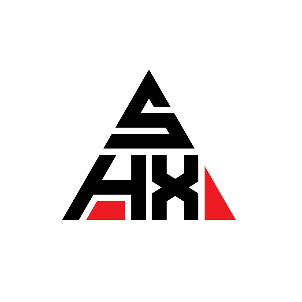 SHX triangle letter logo design with triangle shape. SHX triangle logo design monogram. SHX triangle vector logo template with red color. SHX triangular logo Simple, Elegant, and Luxurious Logo.