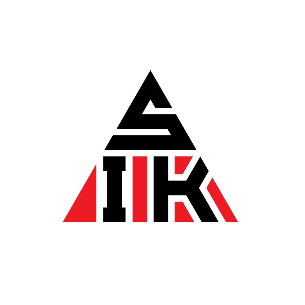 SIK triangle letter logo design with triangle shape. SIK triangle logo design monogram. SIK triangle vector logo template with red color. SIK triangular logo Simple, Elegant, and Luxurious Logo.