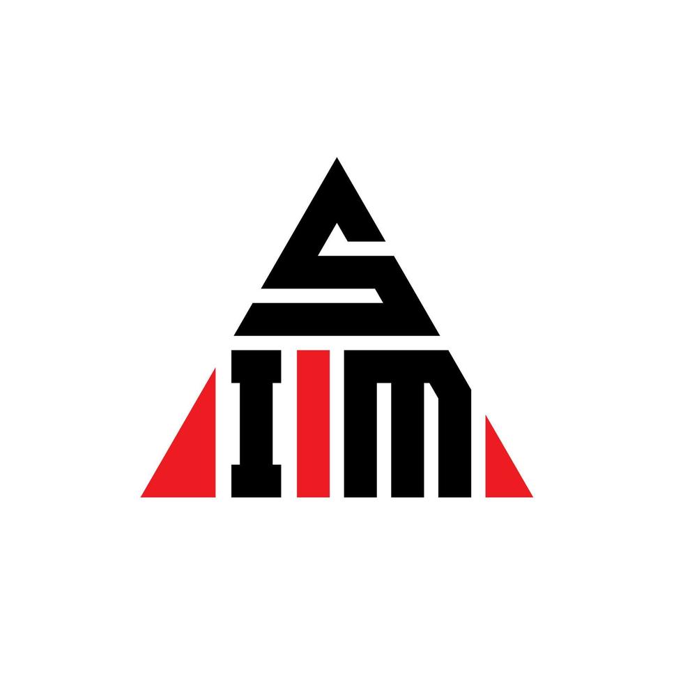 SIM triangle letter logo design with triangle shape. SIM triangle logo design monogram. SIM triangle vector logo template with red color. SIM triangular logo Simple, Elegant, and Luxurious Logo.
