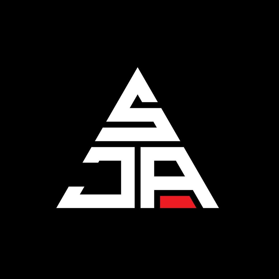 SJA triangle letter logo design with triangle shape. SJA triangle logo design monogram. SJA triangle vector logo template with red color. SJA triangular logo Simple, Elegant, and Luxurious Logo.