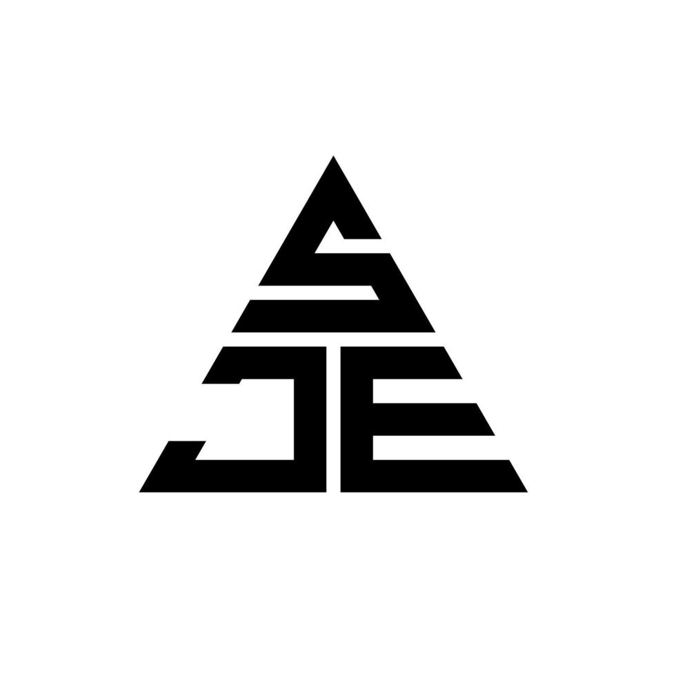 SJE triangle letter logo design with triangle shape. SJE triangle logo design monogram. SJE triangle vector logo template with red color. SJE triangular logo Simple, Elegant, and Luxurious Logo.