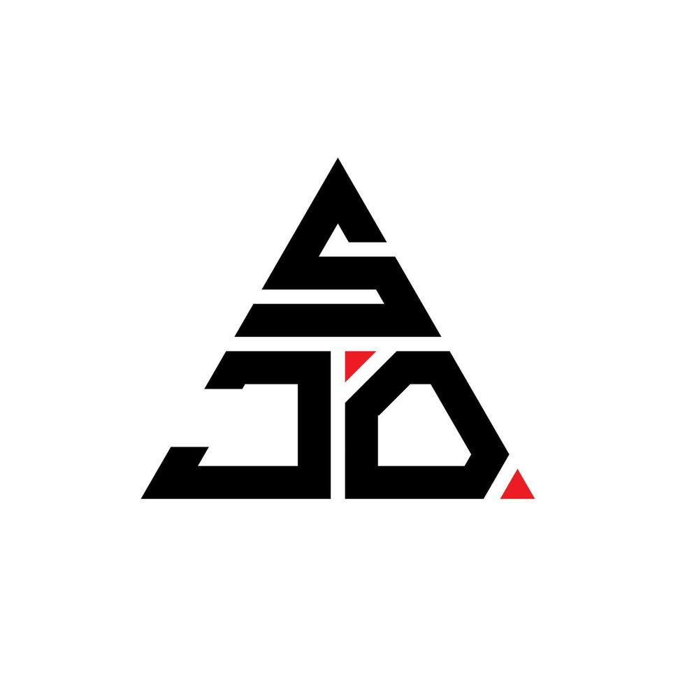 SJO triangle letter logo design with triangle shape. SJO triangle logo design monogram. SJO triangle vector logo template with red color. SJO triangular logo Simple, Elegant, and Luxurious Logo.