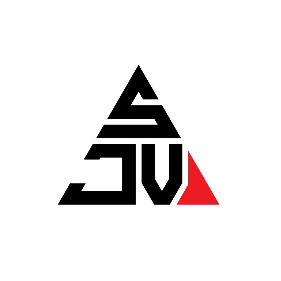 SJV triangle letter logo design with triangle shape. SJV triangle logo design monogram. SJV triangle vector logo template with red color. SJV triangular logo Simple, Elegant, and Luxurious Logo.
