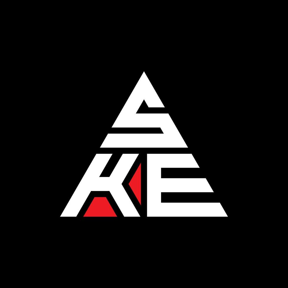 SKE triangle letter logo design with triangle shape. SKE triangle logo design monogram. SKE triangle vector logo template with red color. SKE triangular logo Simple, Elegant, and Luxurious Logo.