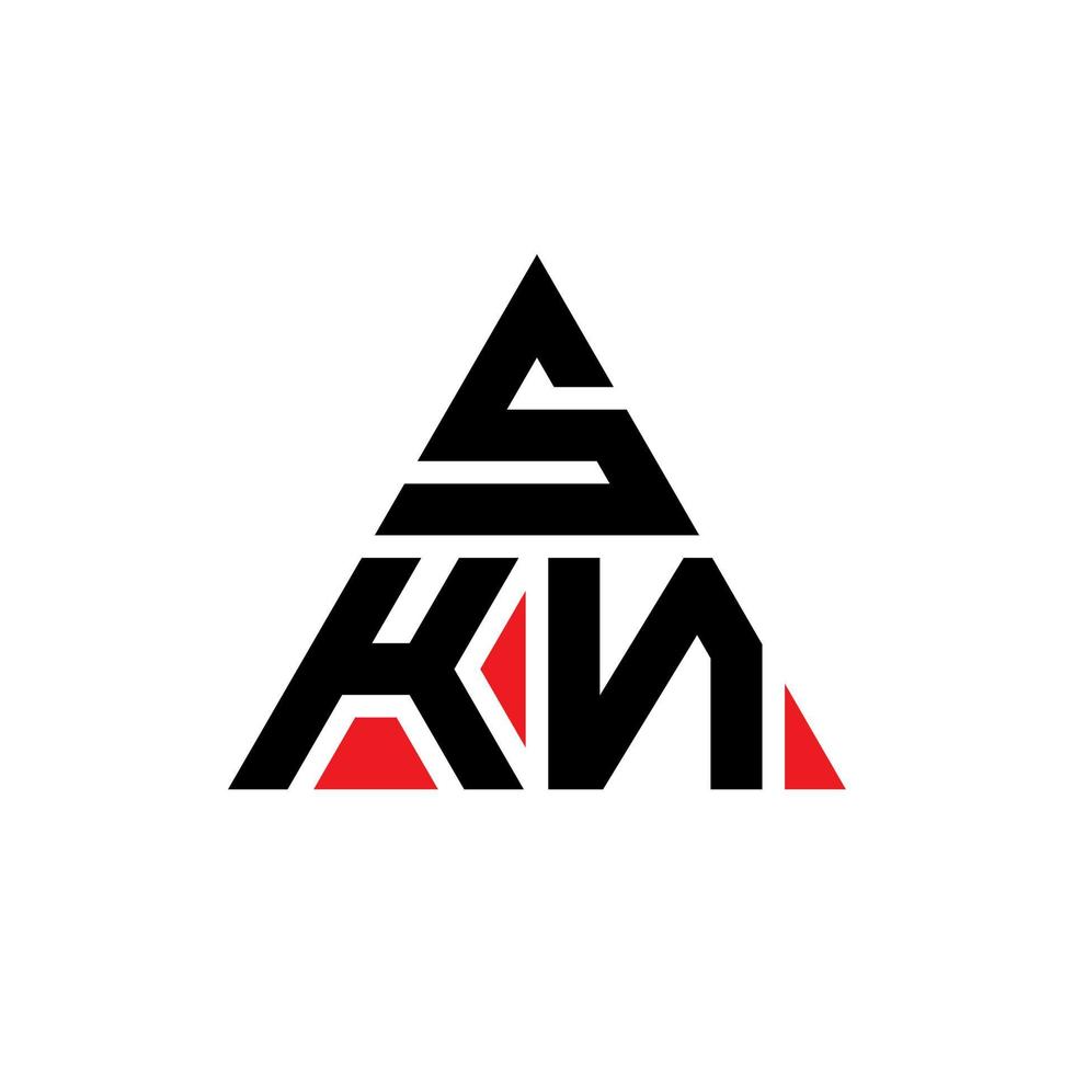 diseño de logotipo de letra triangular skn con forma de triángulo. monograma de diseño del logotipo del triángulo skn. plantilla de logotipo de vector de triángulo skn con color rojo. logo triangular skn logo simple, elegante y lujoso.