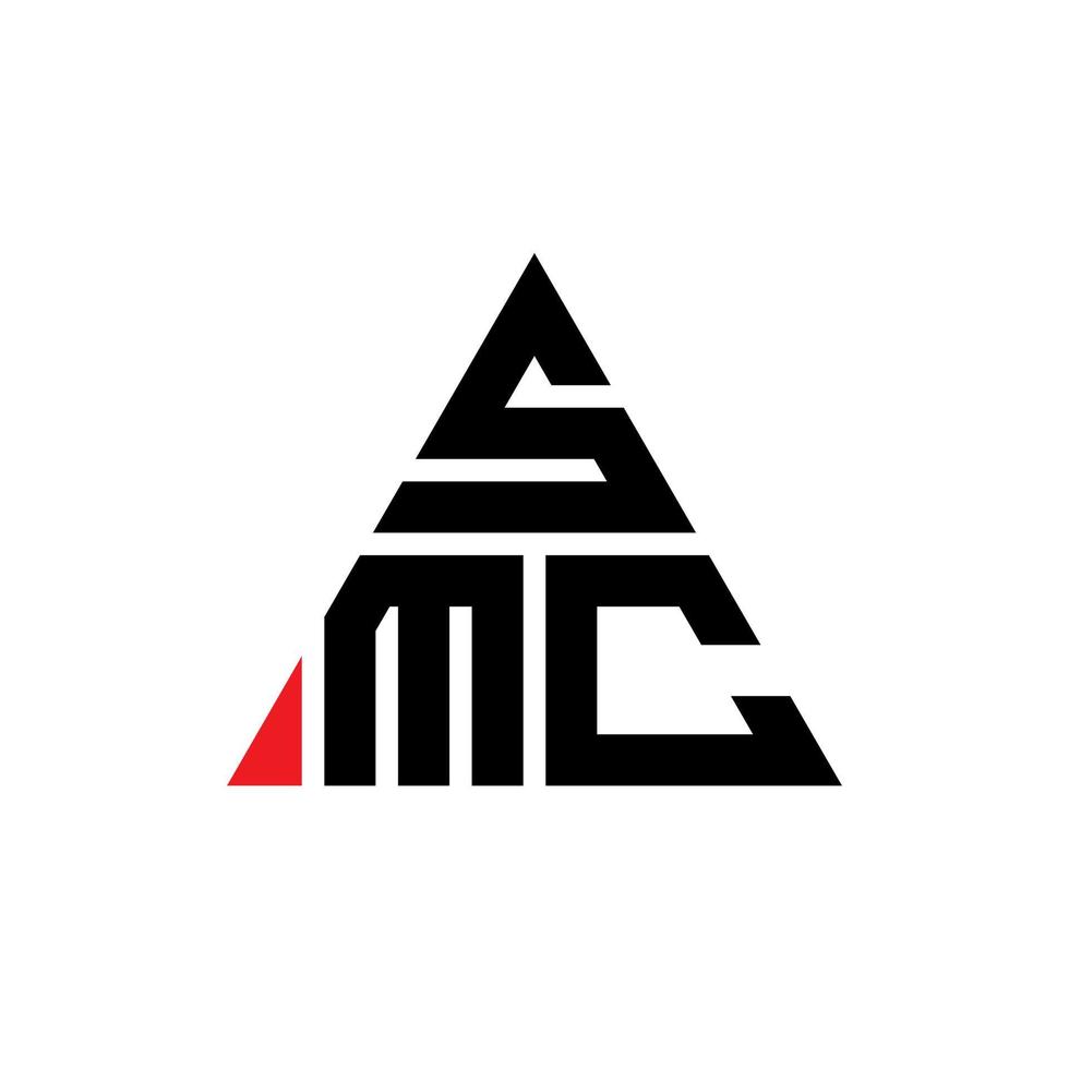 diseño de logotipo de letra de triángulo smc con forma de triángulo. monograma de diseño del logotipo del triángulo smc. plantilla de logotipo de vector de triángulo smc con color rojo. logotipo triangular smc logotipo simple, elegante y lujoso.