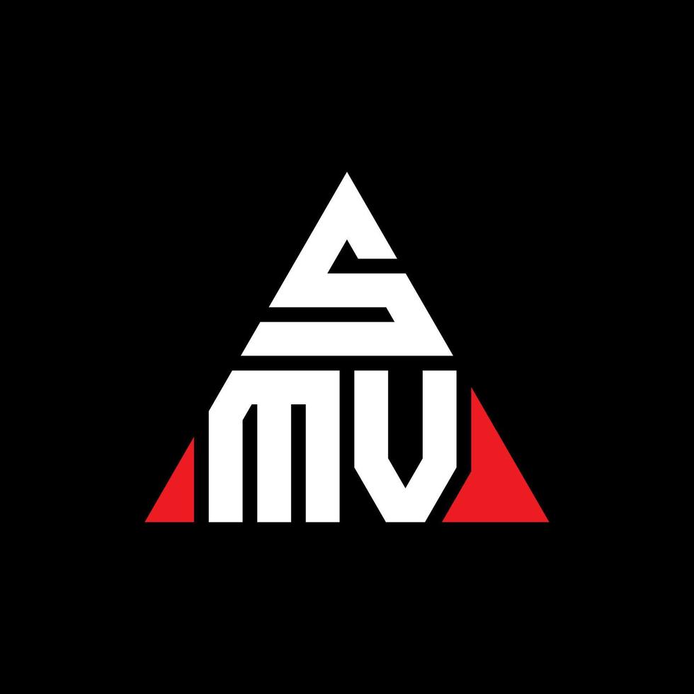 diseño de logotipo de letra triangular smv con forma de triángulo. monograma de diseño de logotipo de triángulo smv. plantilla de logotipo de vector de triángulo smv con color rojo. logotipo triangular smv logotipo simple, elegante y lujoso.