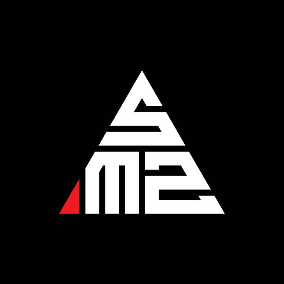 diseño de logotipo de letra triangular smz con forma de triángulo. monograma de diseño de logotipo de triángulo smz. plantilla de logotipo de vector de triángulo smz con color rojo. logotipo triangular smz logotipo simple, elegante y lujoso.
