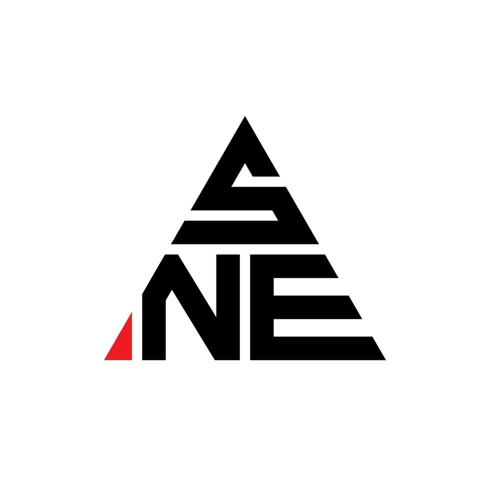 diseño de logotipo de letra de triángulo sne con forma de triángulo. monograma de diseño de logotipo de triángulo sne. plantilla de logotipo de vector de triángulo sne con color rojo. logotipo triangular sne logotipo simple, elegante y lujoso.