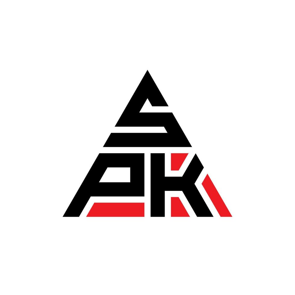 diseño de logotipo de letra de triángulo spk con forma de triángulo. monograma de diseño de logotipo de triángulo spk. plantilla de logotipo de vector de triángulo spk con color rojo. logo triangular spk logo simple, elegante y lujoso.