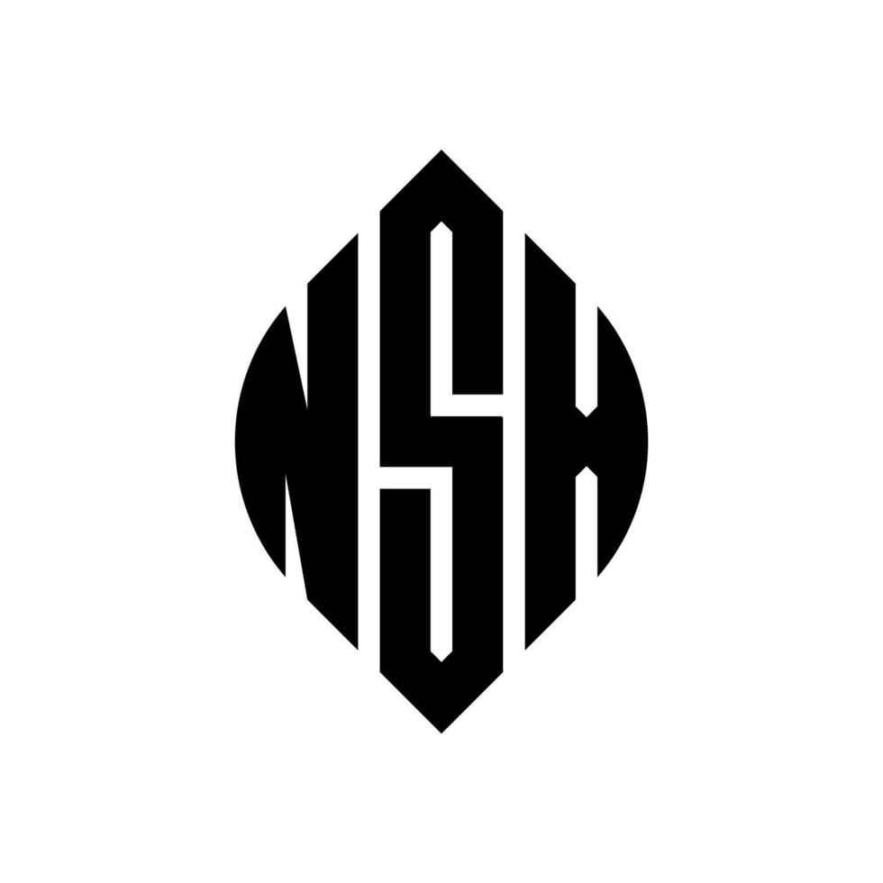NSX circle letter logo design with circle and ellipse shape. NSX ellipse letters with typographic style. The three initials form a circle logo. NSX Circle Emblem Abstract Monogram Letter Mark Vector. vector